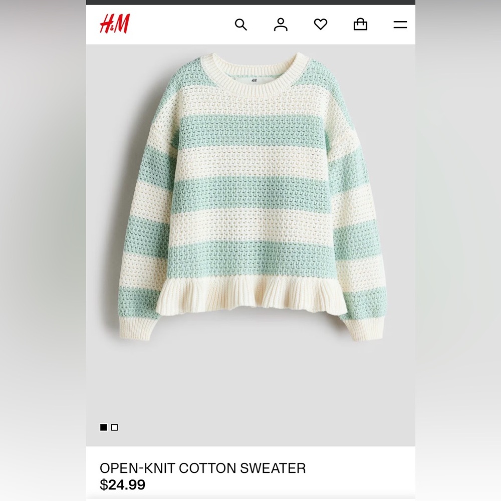 H&M Pastel Green and Cream Striped Sweater